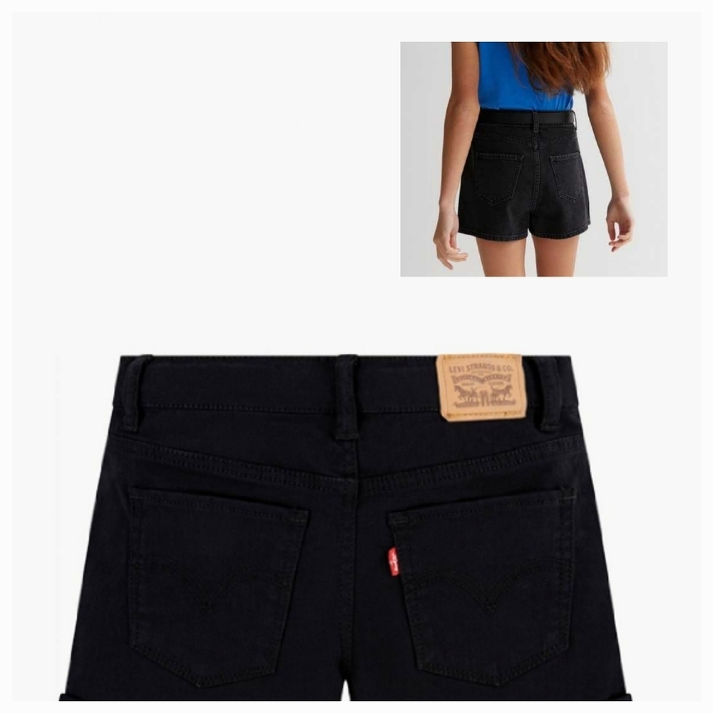 NEW! LEVI'S Black Youth Size 8 Girlfriend Stretch Denim Shorts.